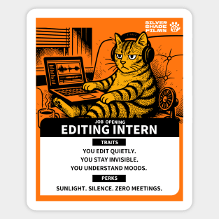 Lazy Editing Cat Meme – Funny Video Editor Intern Design Sticker